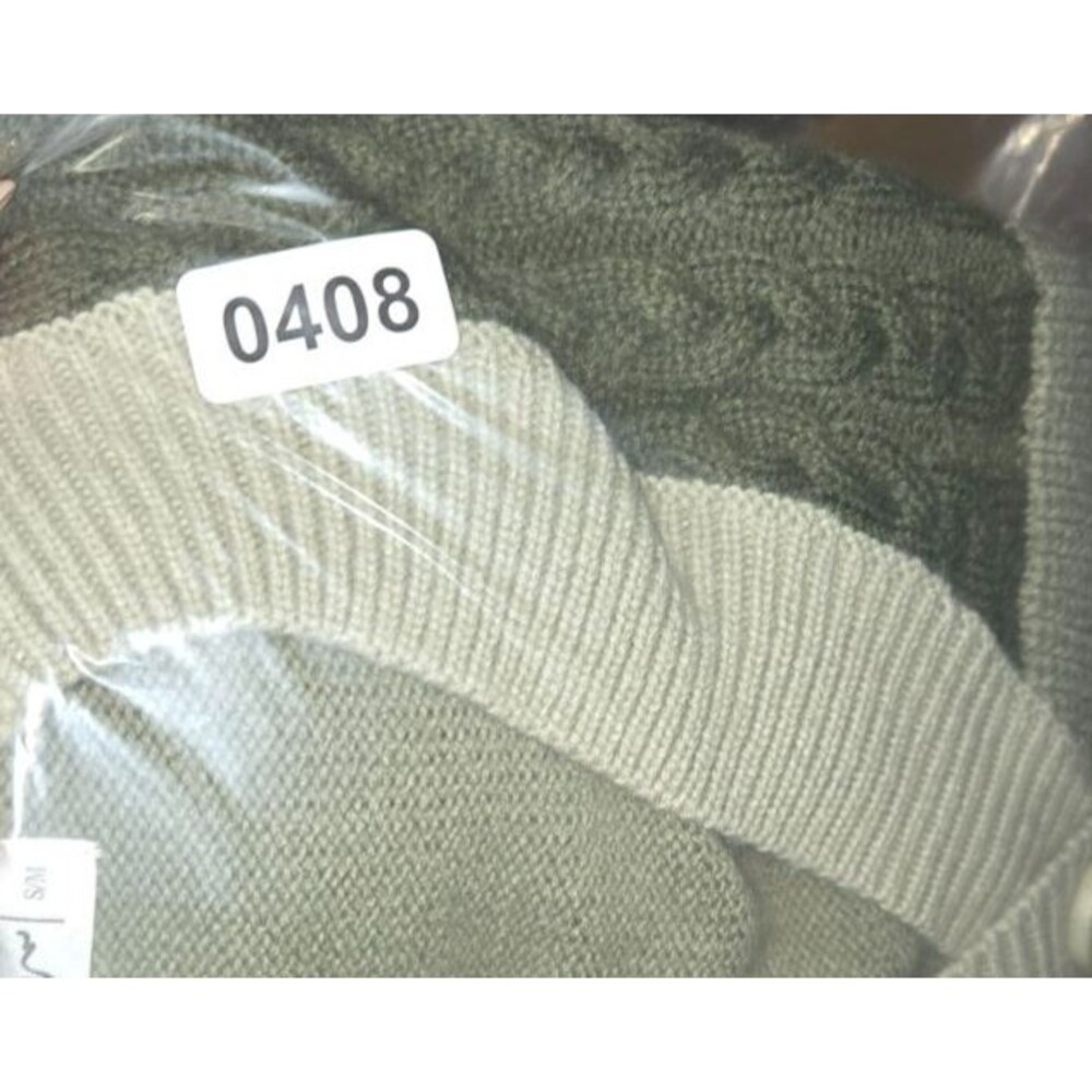 Women's Colorblock Knit Cropped Cardigan S/M Button Boho Chunky Sage Green - Picture 10 of 10
